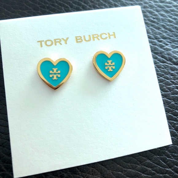 Tory Burch Jewelry - Tory Burch Lacquered Heart Earring Studs